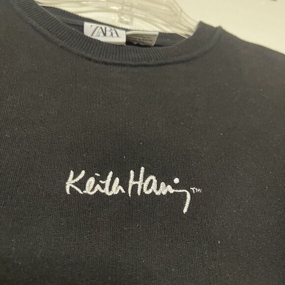 ZARA Keith Haring collection black crew neck pullover sweatshirt sweater small - Picture 3 of 6
